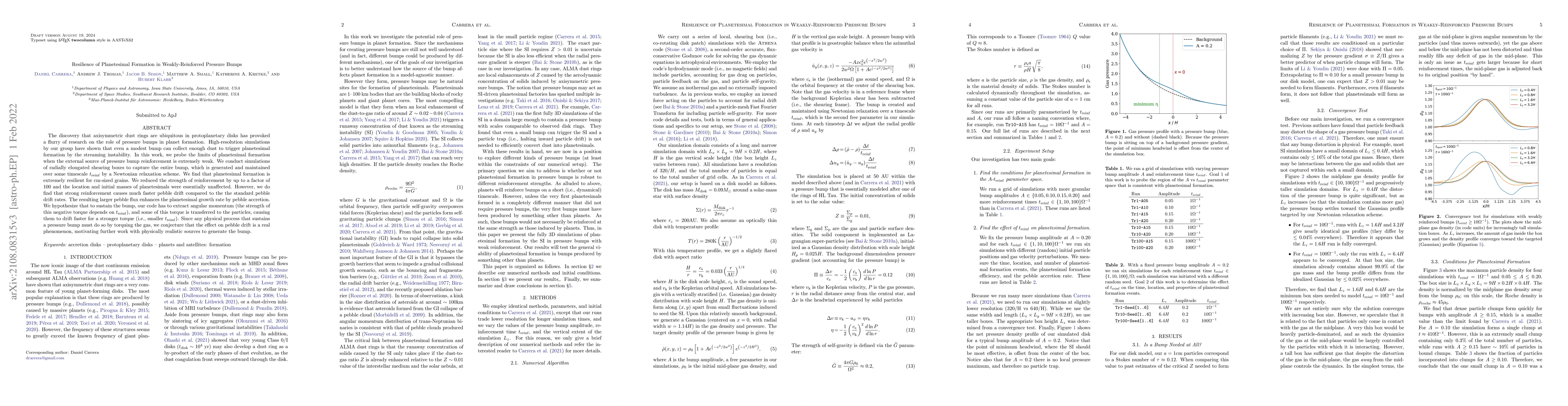 Thumbnail for Resilience of Planetesimal Formation in Weakly-Reinforced Pressure Bumps