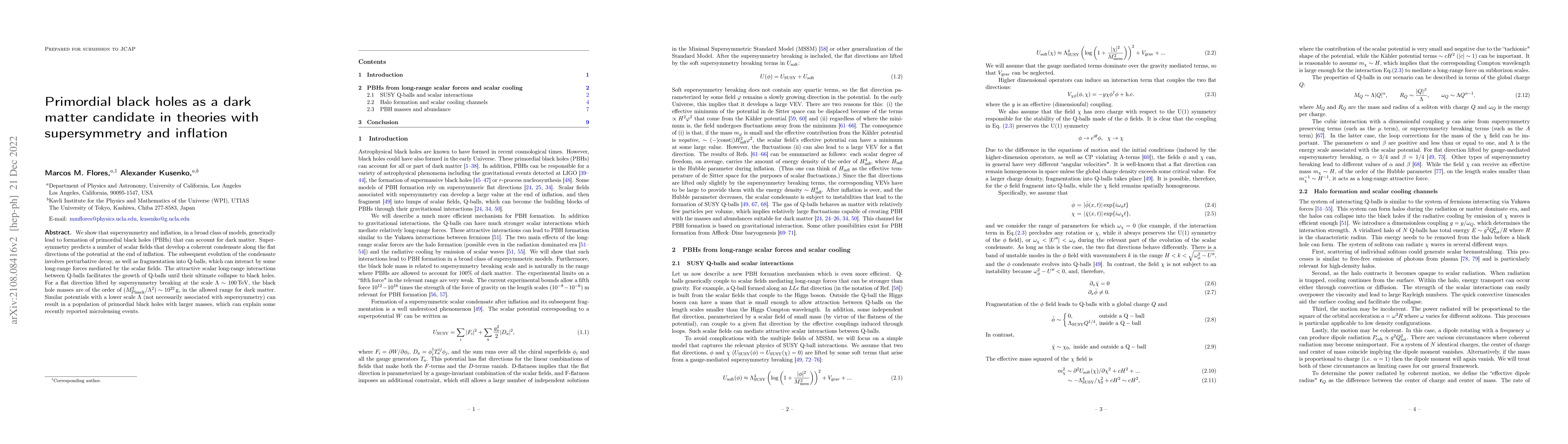 Thumbnail for Primordial black holes as a dark matter candidate in theories with
  supersymmetry and inflation