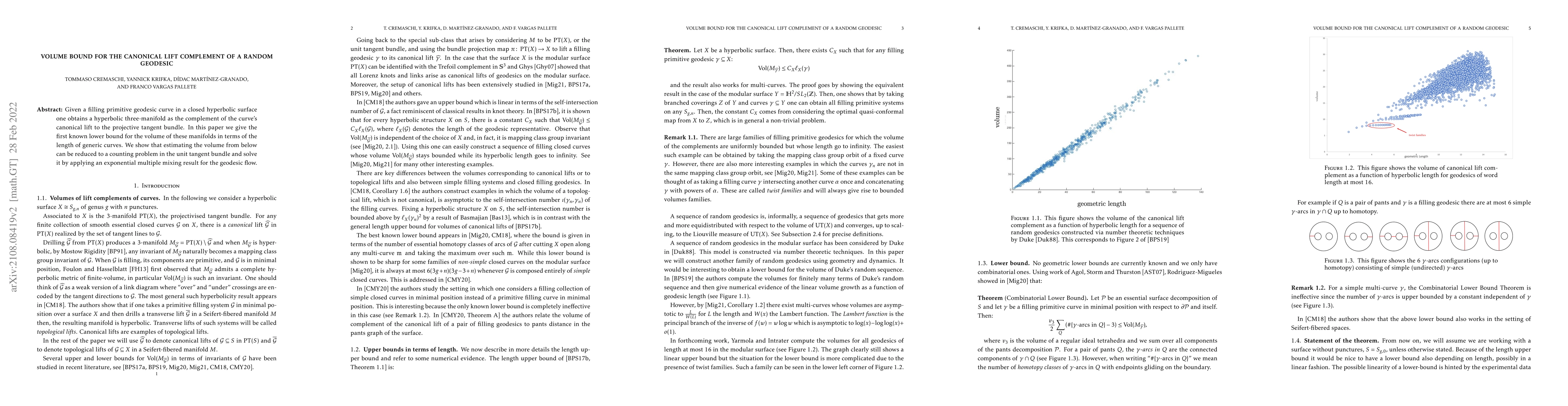 Thumbnail for Volume bounds for the canonical lift complement of a random geodesic