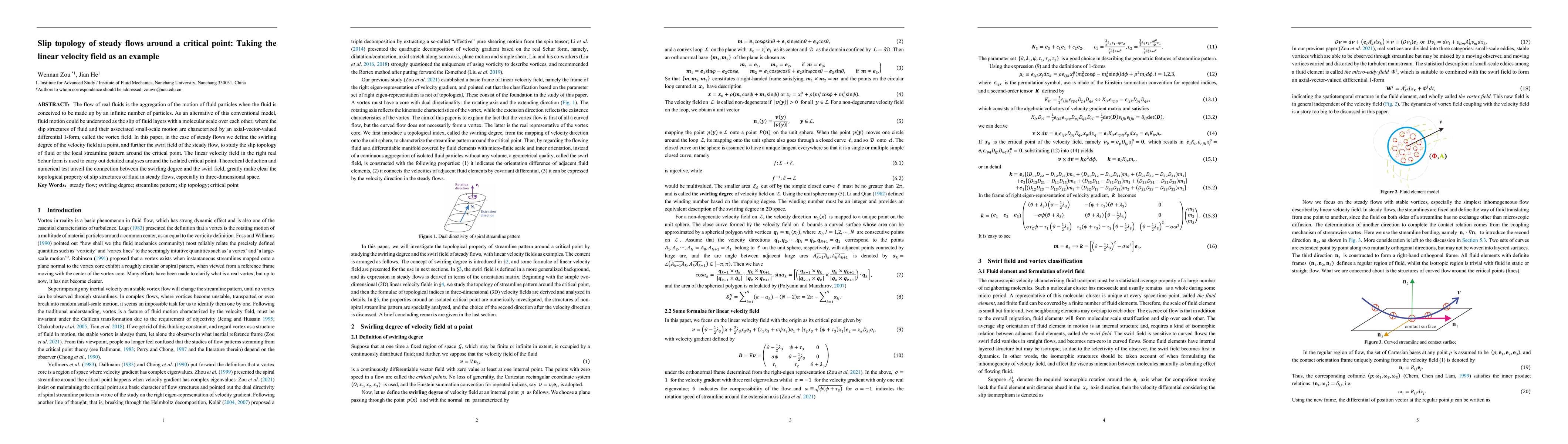 Thumbnail for Slip topology of steady flows around a critical point: Taking the linear
  velocity field as an example