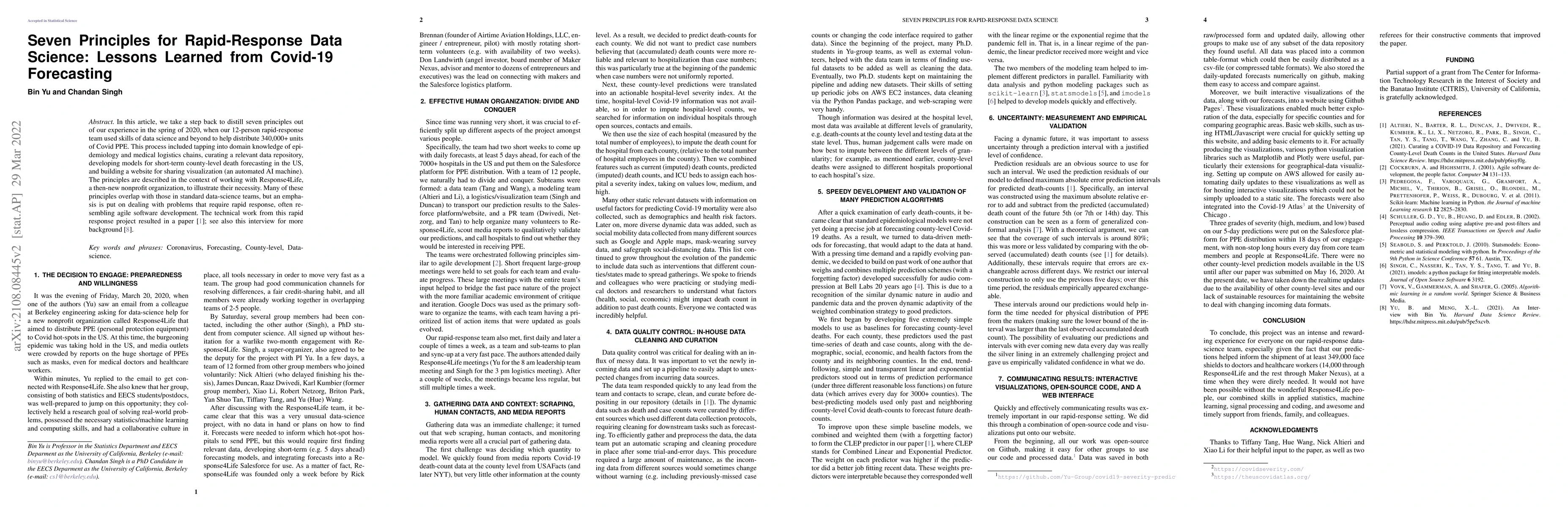 Thumbnail for Seven Principles for Rapid-Response Data Science: Lessons Learned from
  Covid-19 Forecasting