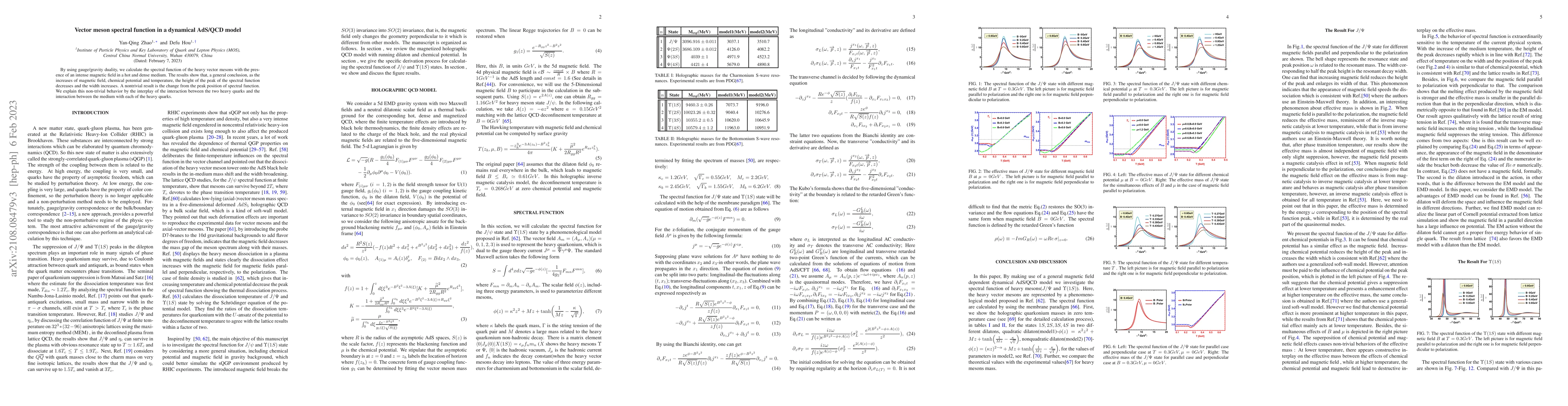 Thumbnail for Vector meson spectral function in a dynamical AdS/QCD model