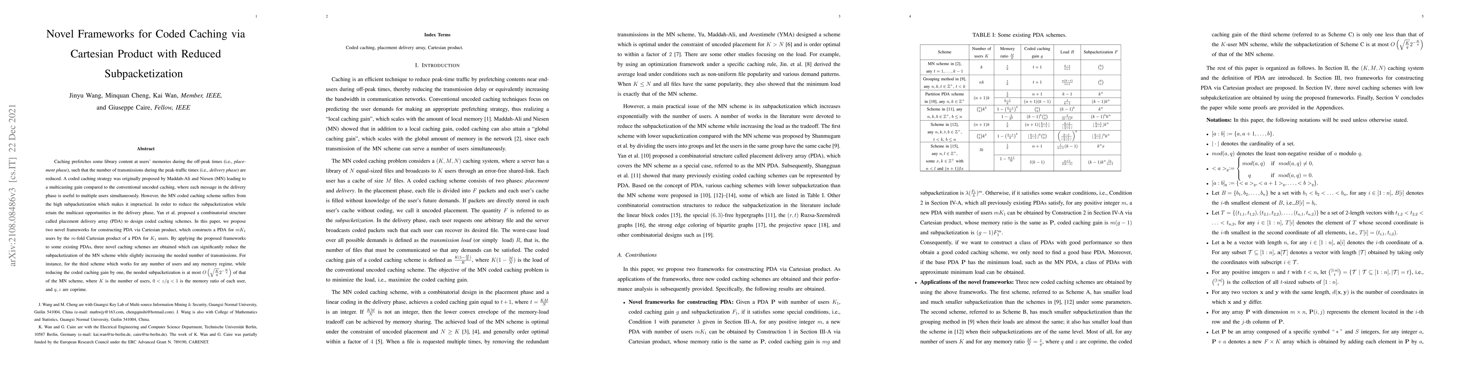 Thumbnail for Novel Frameworks for Coded Caching via Cartesian Product with Reduced
  Subpacketization