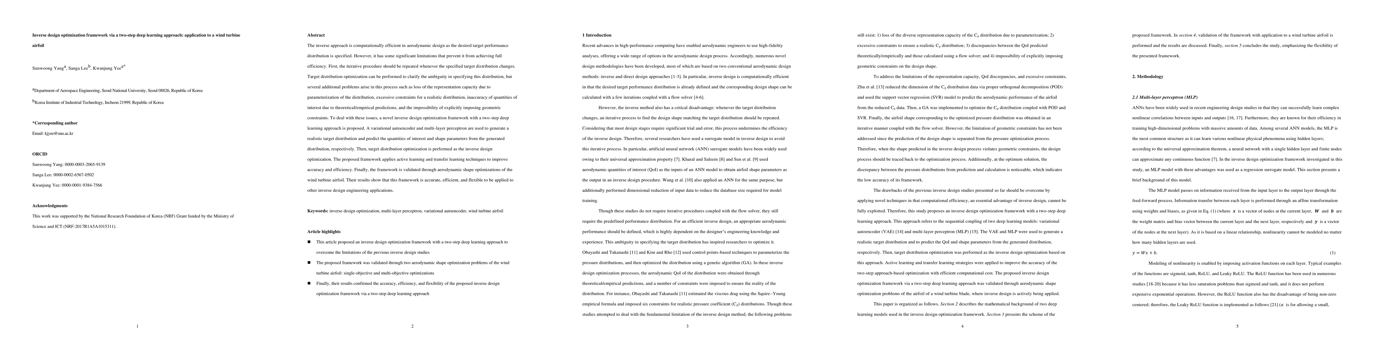Thumbnail for Inverse design optimization framework via a two-step deep learning
  approach: application to a wind turbine airfoil