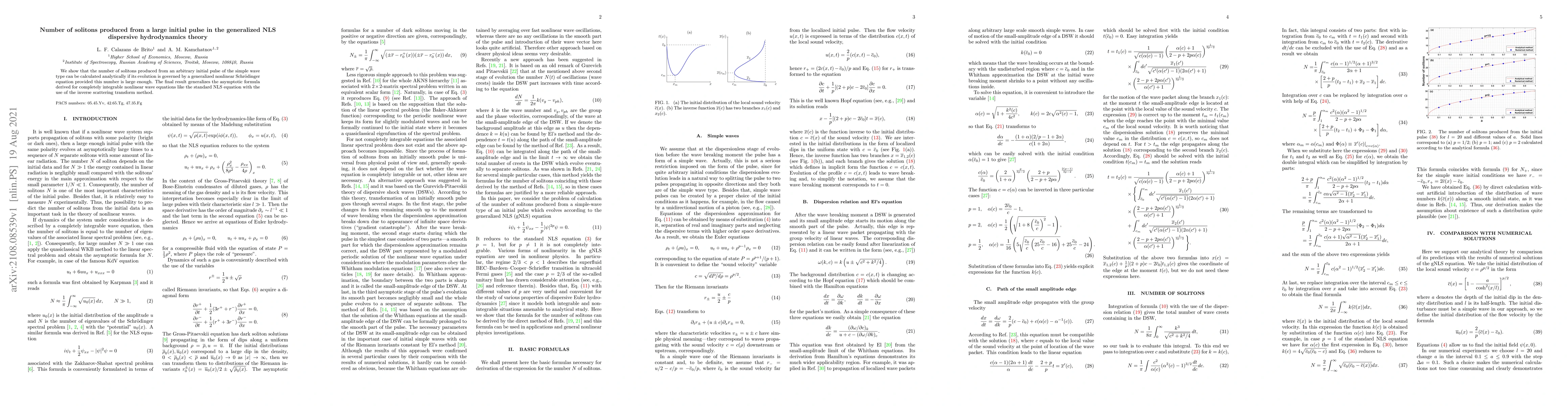 Thumbnail for Number of solitons produced from a large initial pulse in the
  generalized NLS dispersive hydrodynamics theory