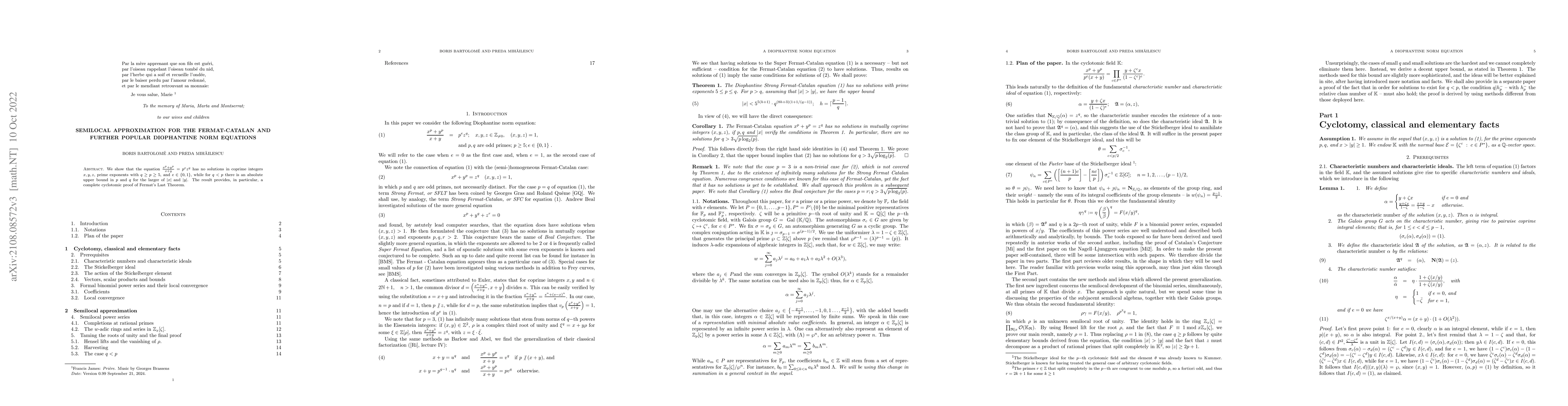 Thumbnail for Semilocal approximation for the Fermat-Catalan and further popular
  Diophantine norm equations