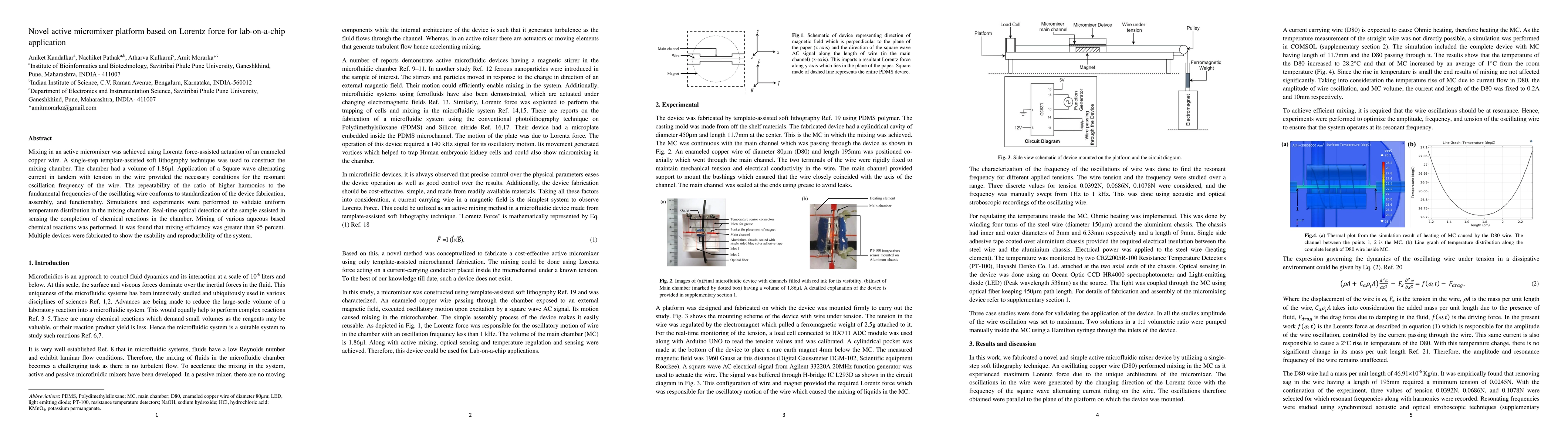 Thumbnail for Novel active micromixer platform based on Lorentz force for
  lab-on-a-chip application