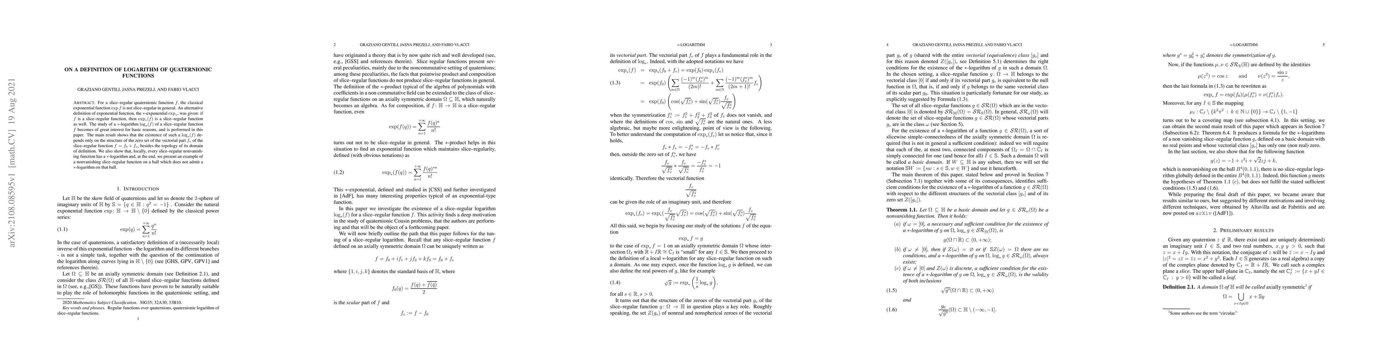 Thumbnail for On a definition of logarithm of quaternionic functions