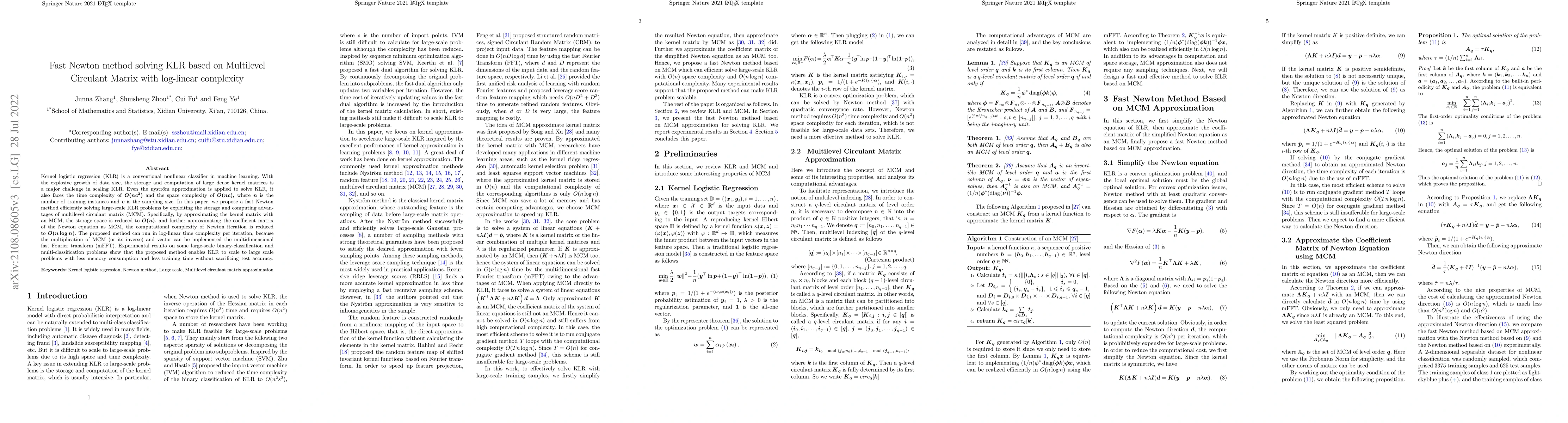 Thumbnail for Fast Newton method solving KLR based on Multilevel Circulant Matrix with
  log-linear complexity