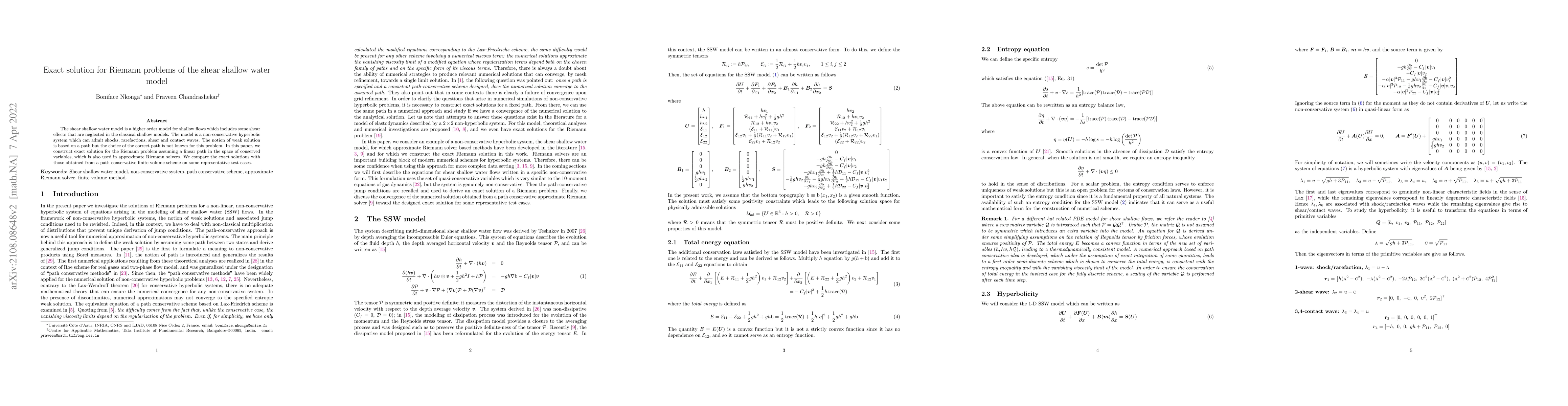 Thumbnail for Exact solution for Riemann problems of the shear shallow water model
