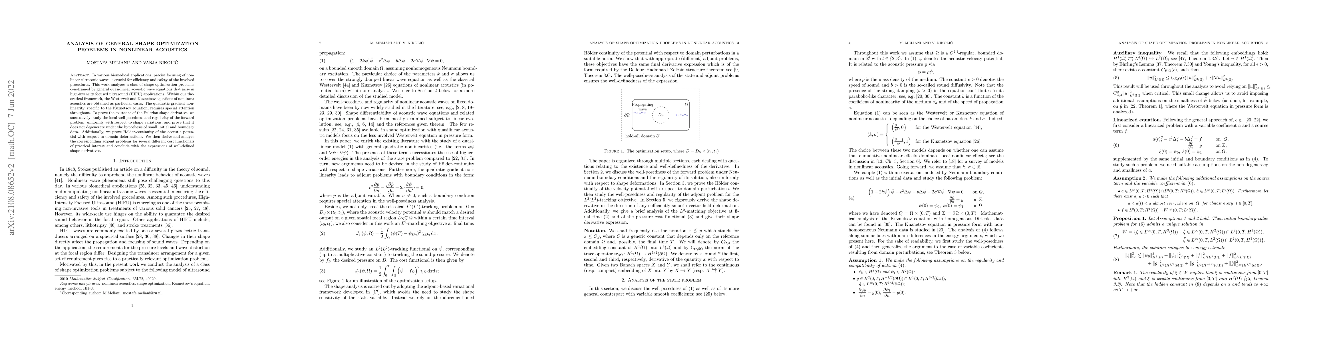 Thumbnail for Analysis of general shape optimization problems in nonlinear acoustics