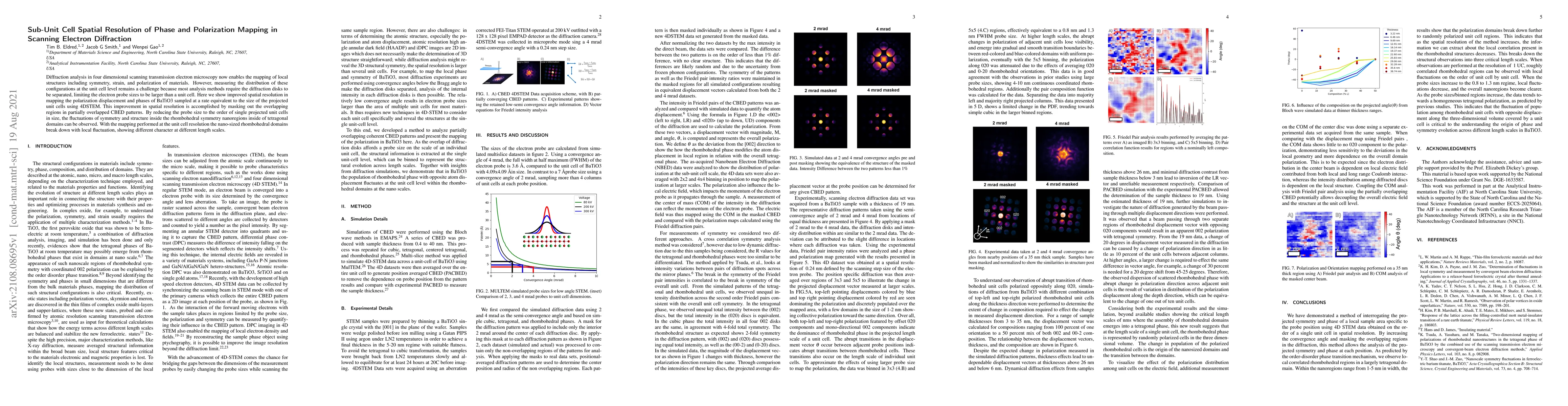 Thumbnail for Sub-Unit Cell Spatial Resolution of Phase and Polarization Mapping in
  Scanning Electron Diffraction