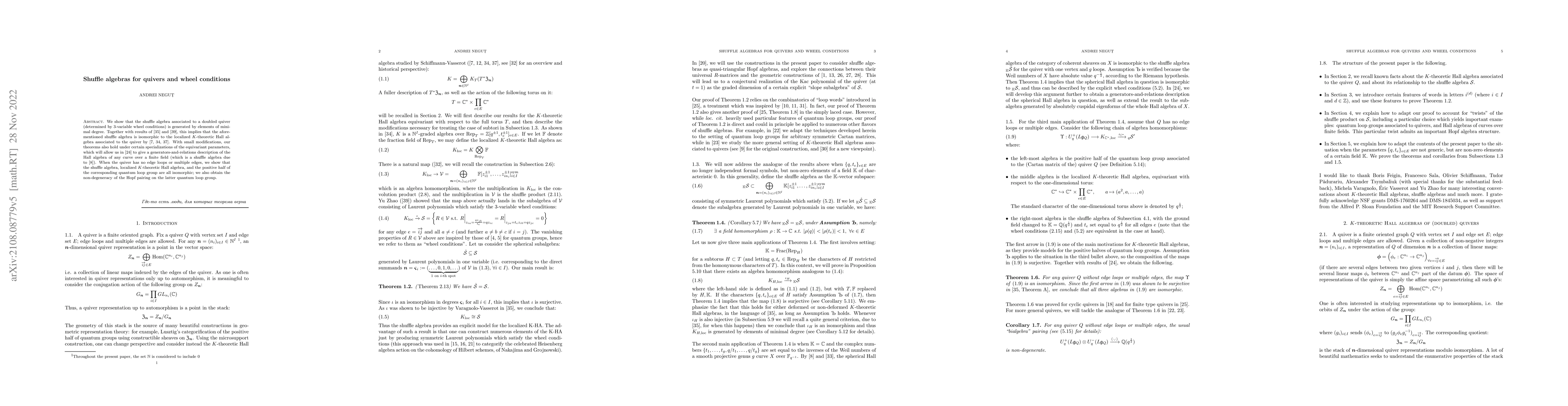 Thumbnail for Shuffle algebras for quivers and wheel conditions