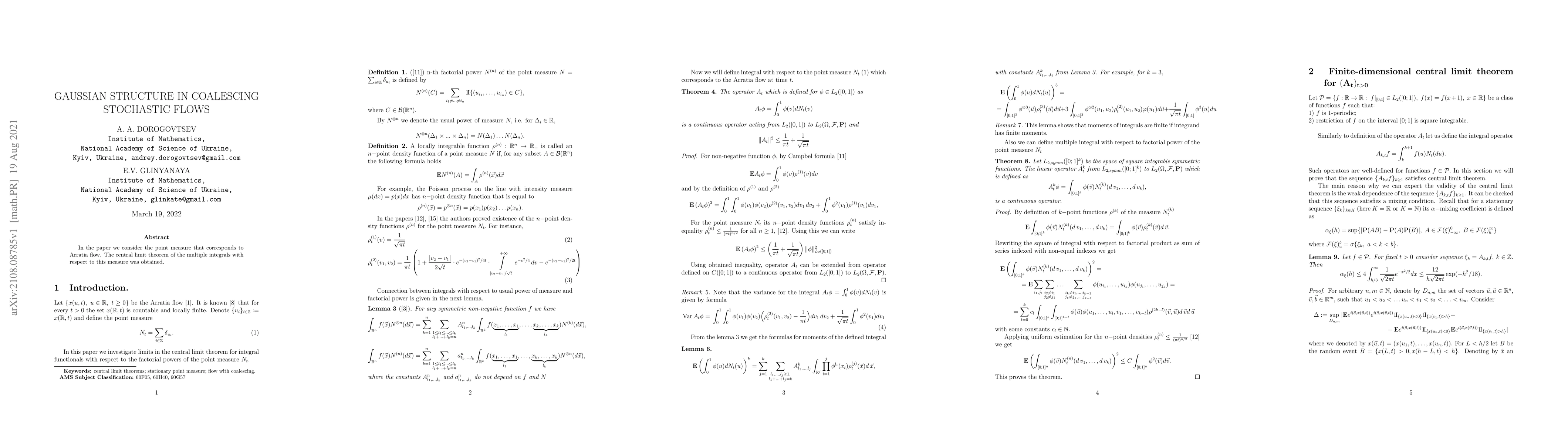 Thumbnail for Gaussian structure in coalescing stochastic flows