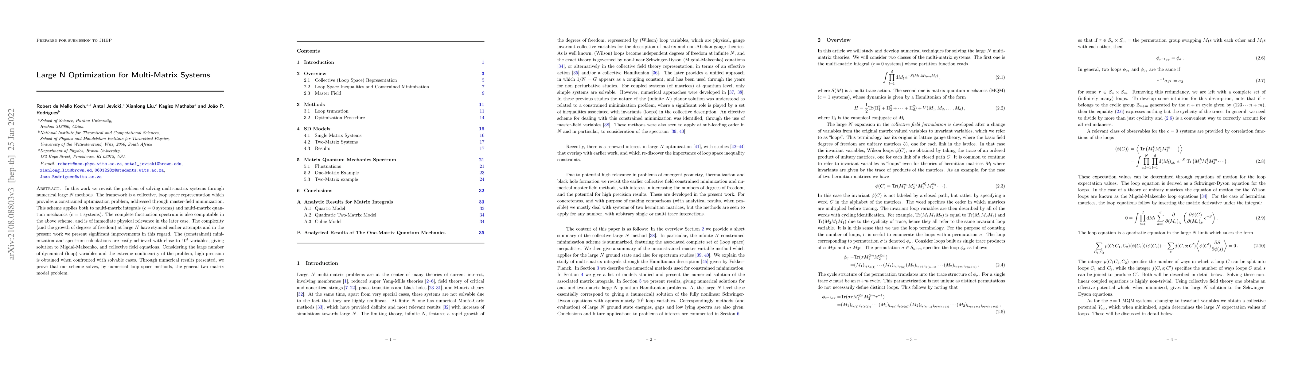 Thumbnail for Large N Optimization for multi-matrix systems