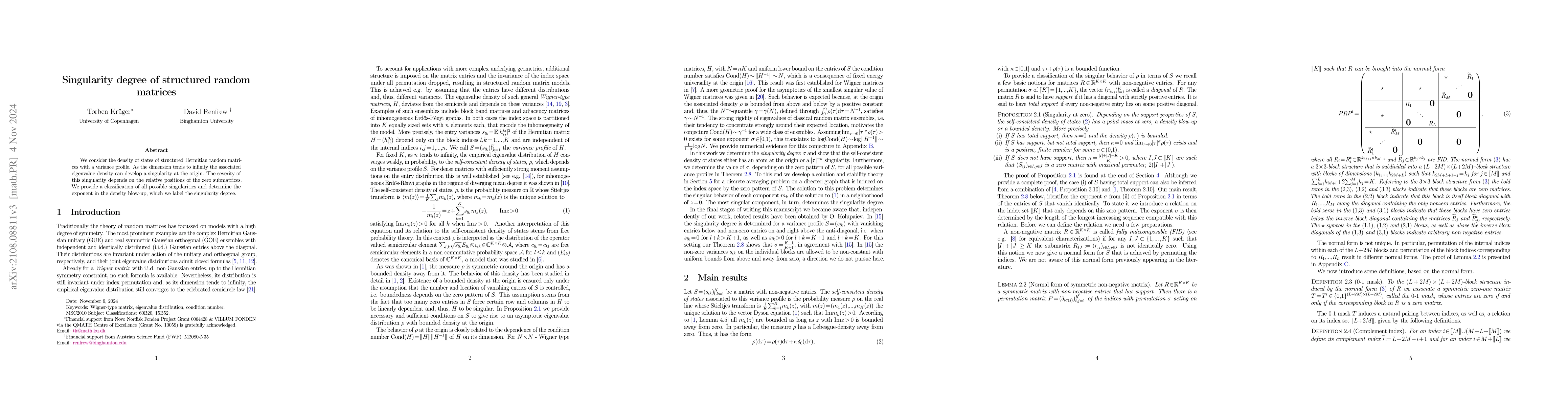 Thumbnail for Singularity degree of structured random matrices