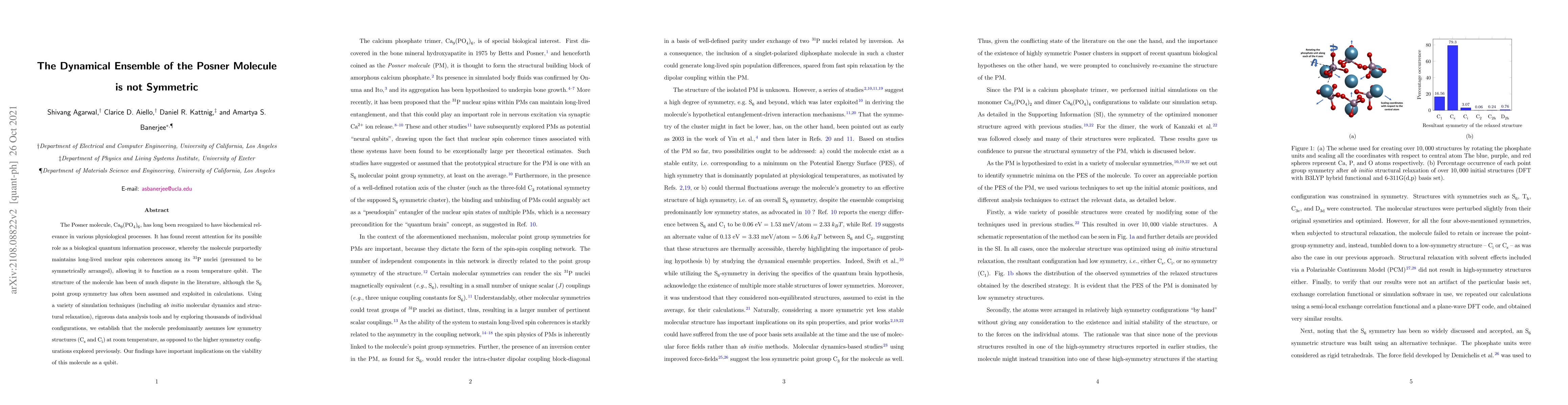 Thumbnail for The Dynamical Ensemble of the Posner Molecule is not Symmetric