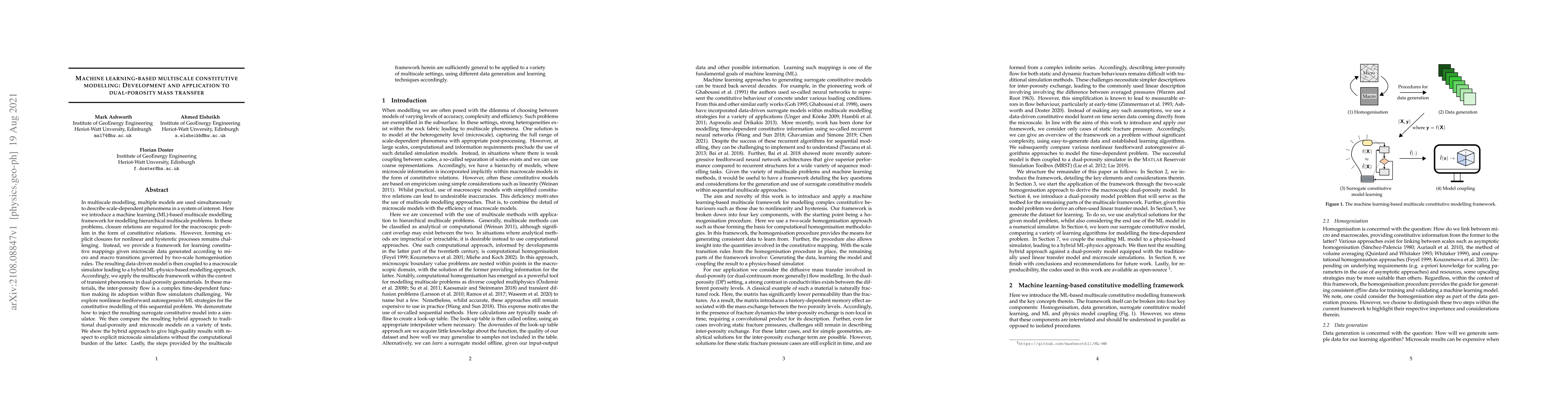 Thumbnail for Machine learning-based multiscale constitutive modelling: Development
  and application to dual-porosity mass transfer