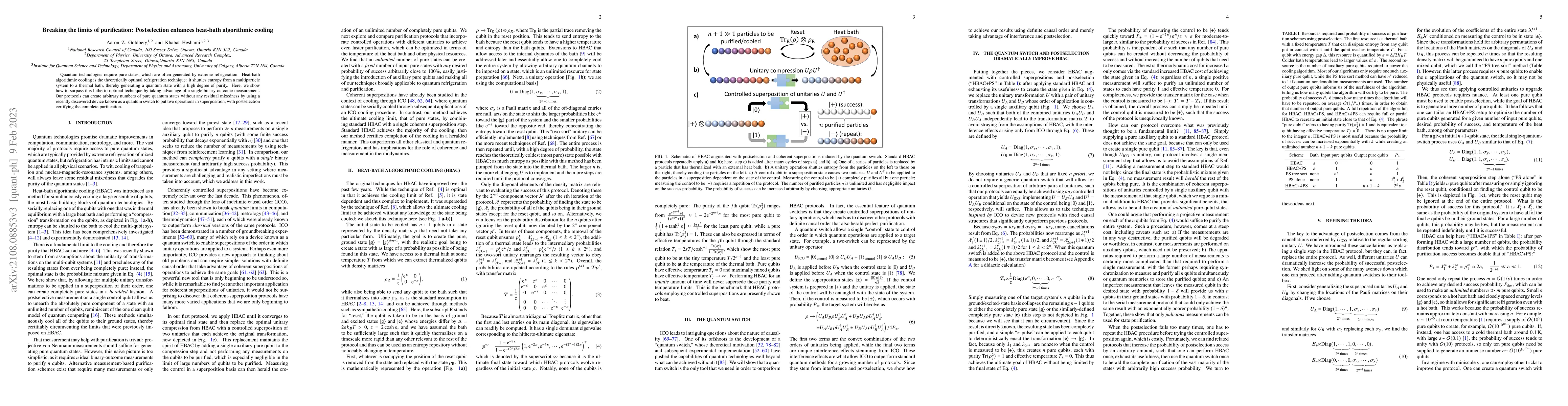 Thumbnail for Breaking the limits of purification: Postselection enhances heat-bath
  algorithmic cooling