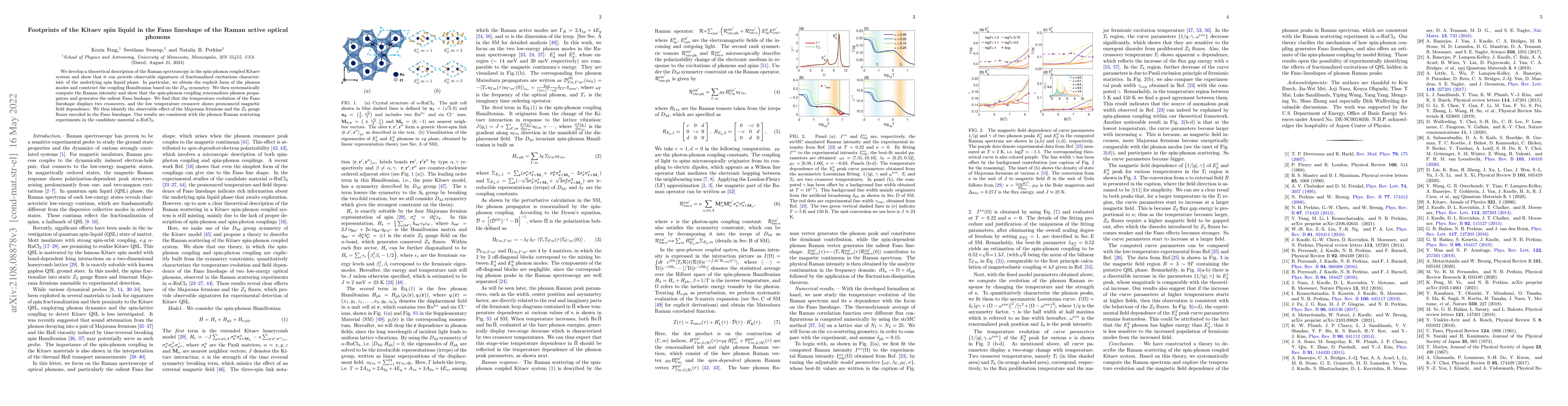 Thumbnail for Footprints of the Kitaev spin liquid in the Fano lineshapes of the Raman
  active optical phonons