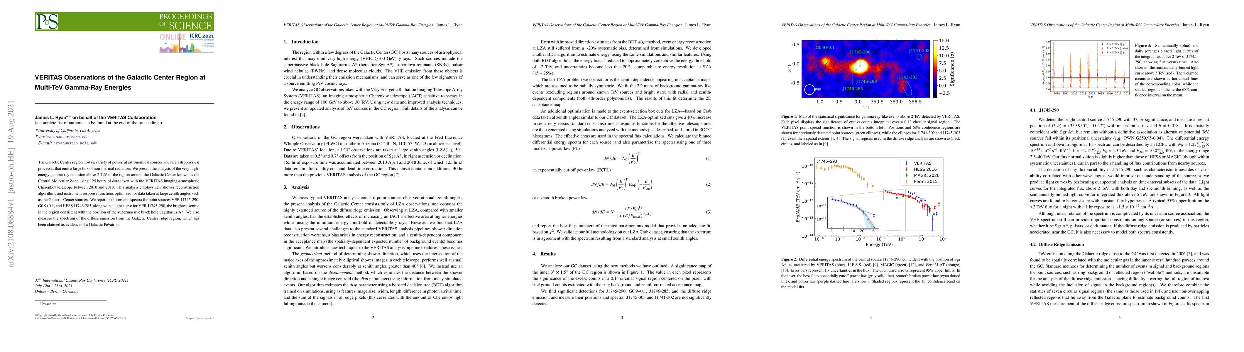 Thumbnail for VERITAS Observations of the Galactic Center Region at Multi-TeV
  Gamma-Ray Energies
