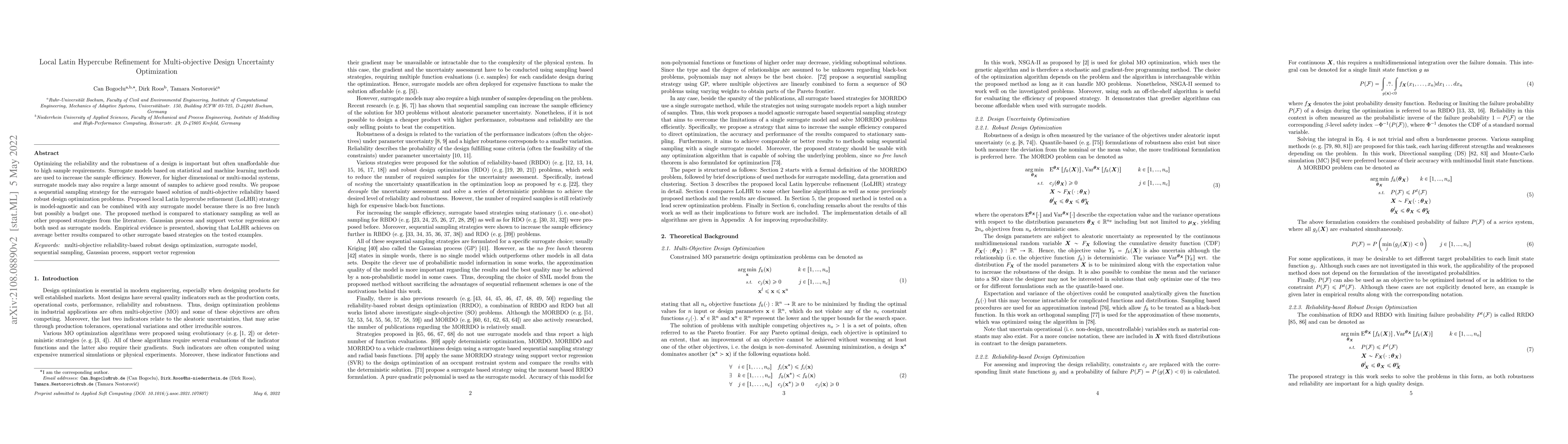 Thumbnail for Local Latin Hypercube Refinement for Multi-objective Design Uncertainty
  Optimization