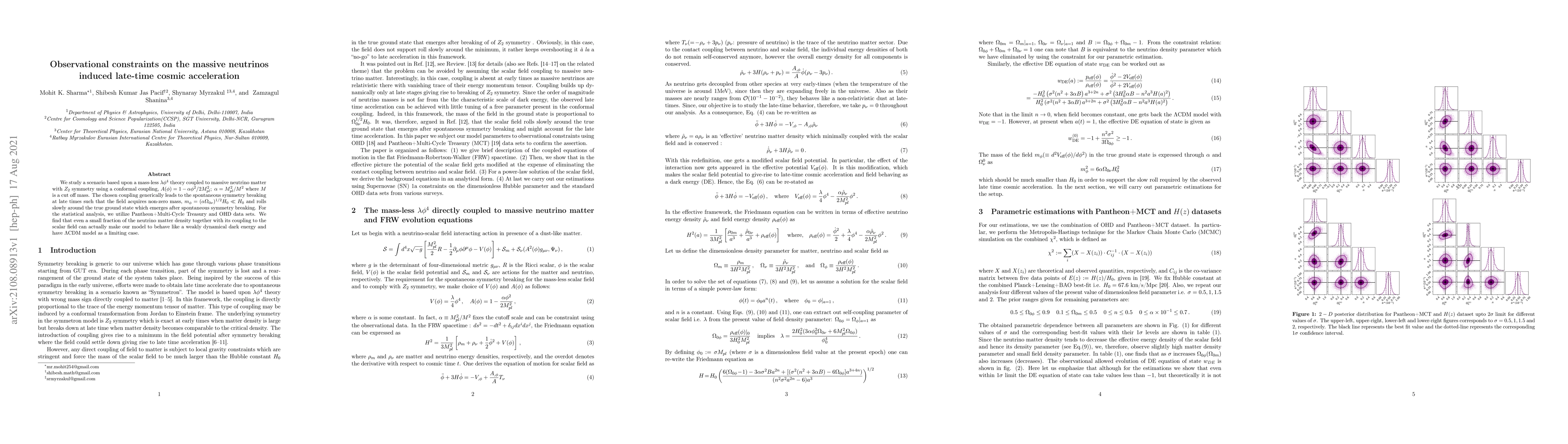 Thumbnail for Observational constraints on the massive neutrinos induced late-time
  cosmic acceleration