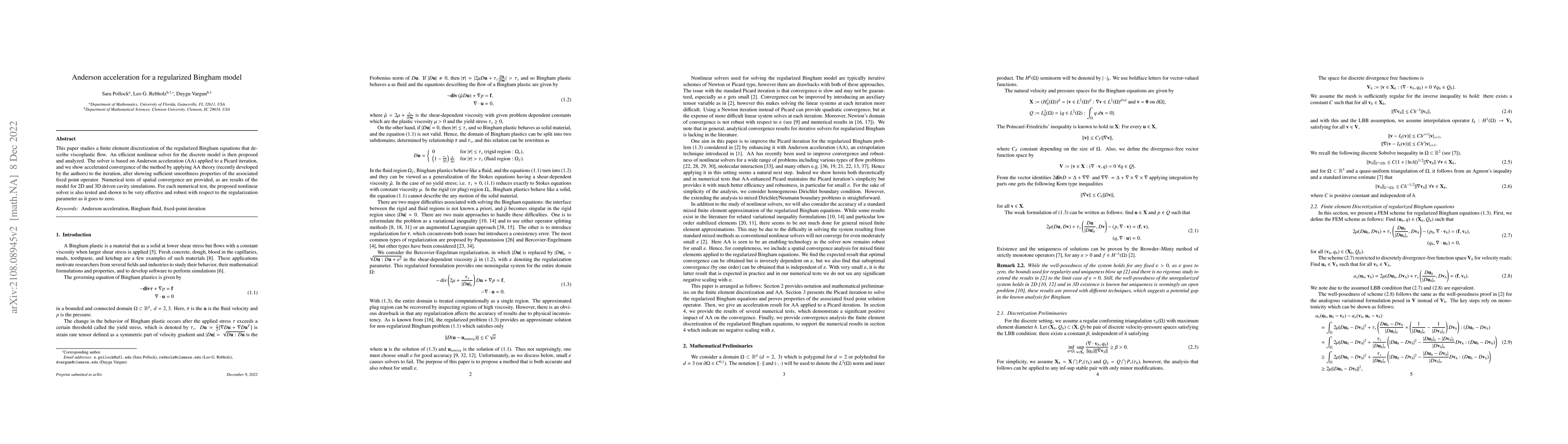 Thumbnail for Anderson acceleration for a regularized Bingham model