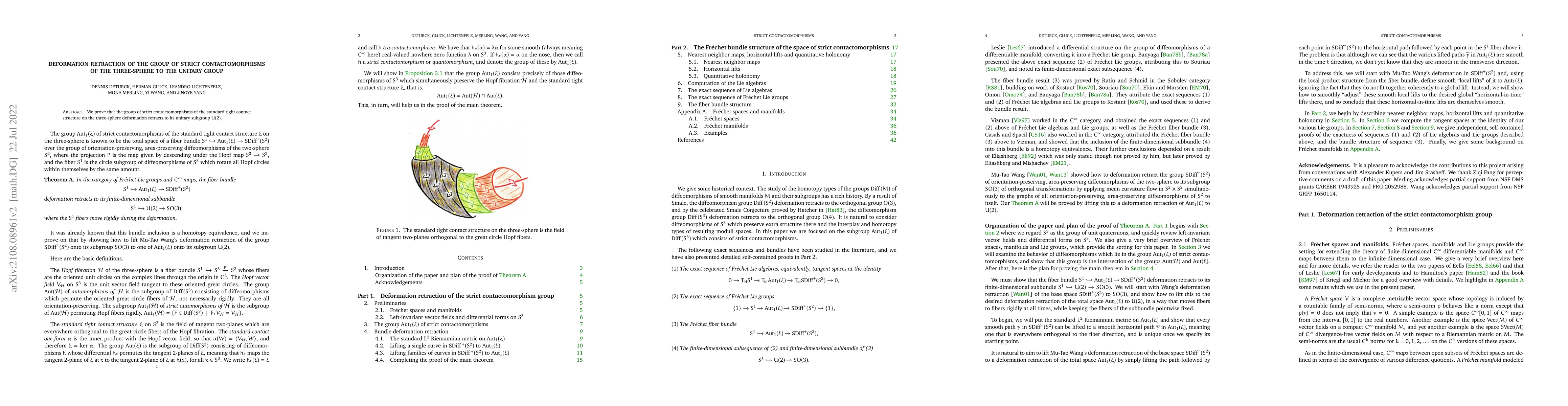 Thumbnail for Deformation retraction of the group of strict contactomorphisms of the
  three-sphere to the unitary group