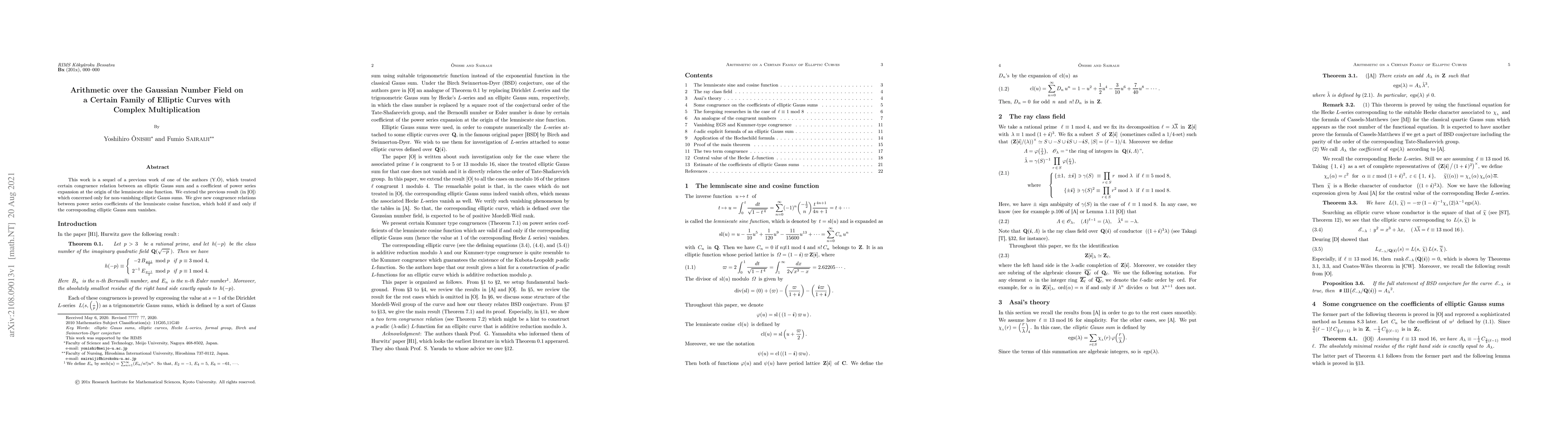 Thumbnail for Arithmetic over the Gaussian Number Field on a Certain Family of
  Elliptic Curves with Complex Multiplication