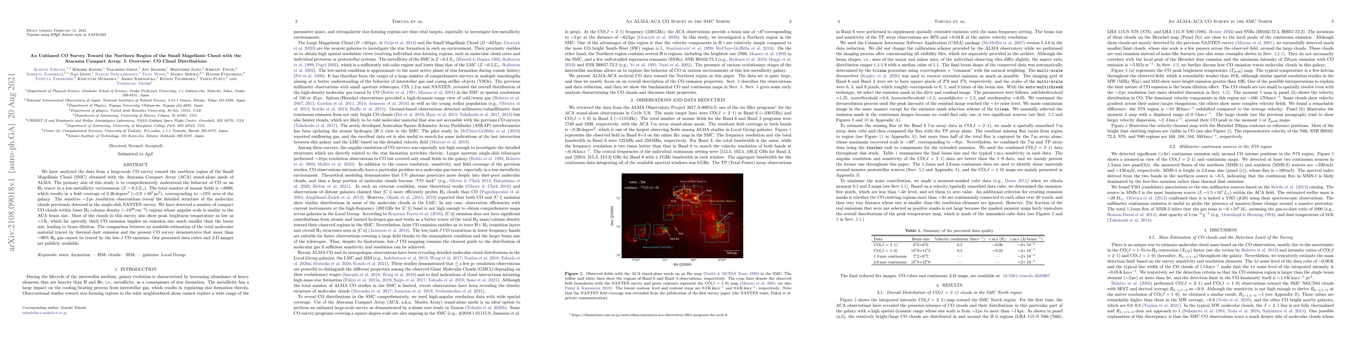 Thumbnail for An Unbiased CO Survey Toward the Northern Region of the Small Magellanic
  Cloud with the Atacama Compact Array. I. Overview: CO Cloud Distributions