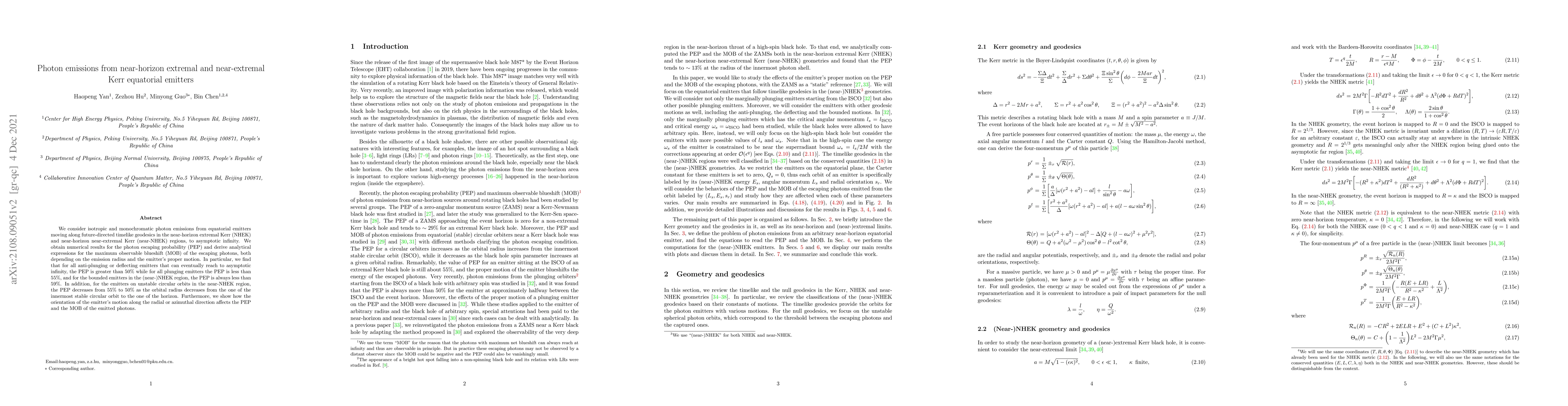 Thumbnail for Photon emissions from near-horizon extremal and near-extremal Kerr
  equatorial emitters