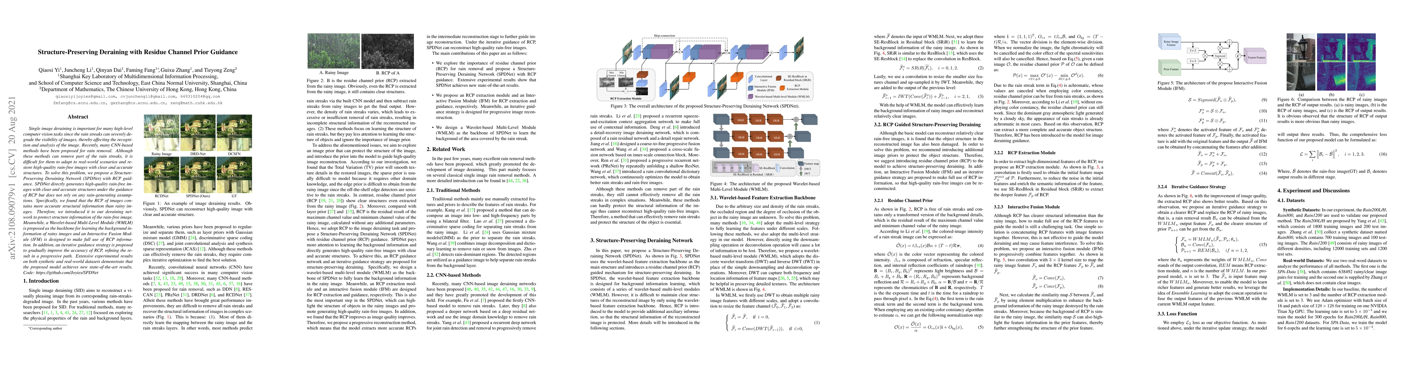 Thumbnail for Structure-Preserving Deraining with Residue Channel Prior Guidance