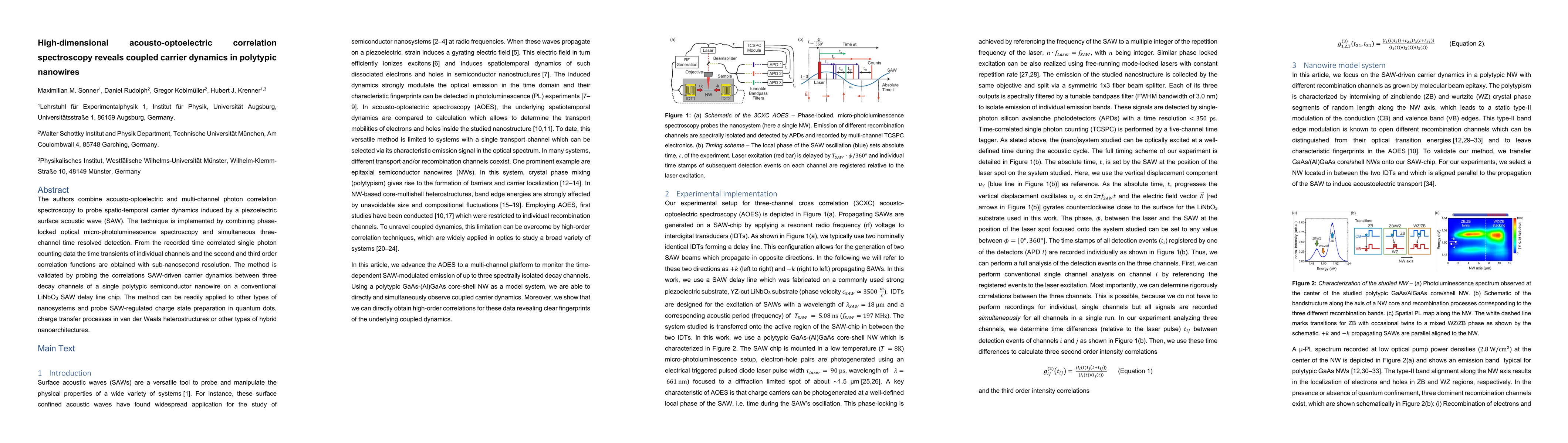 Thumbnail for High-dimensional acousto-optoelectric correlation spectroscopy reveals
  coupled carrier dynamics in polytypic nanowires