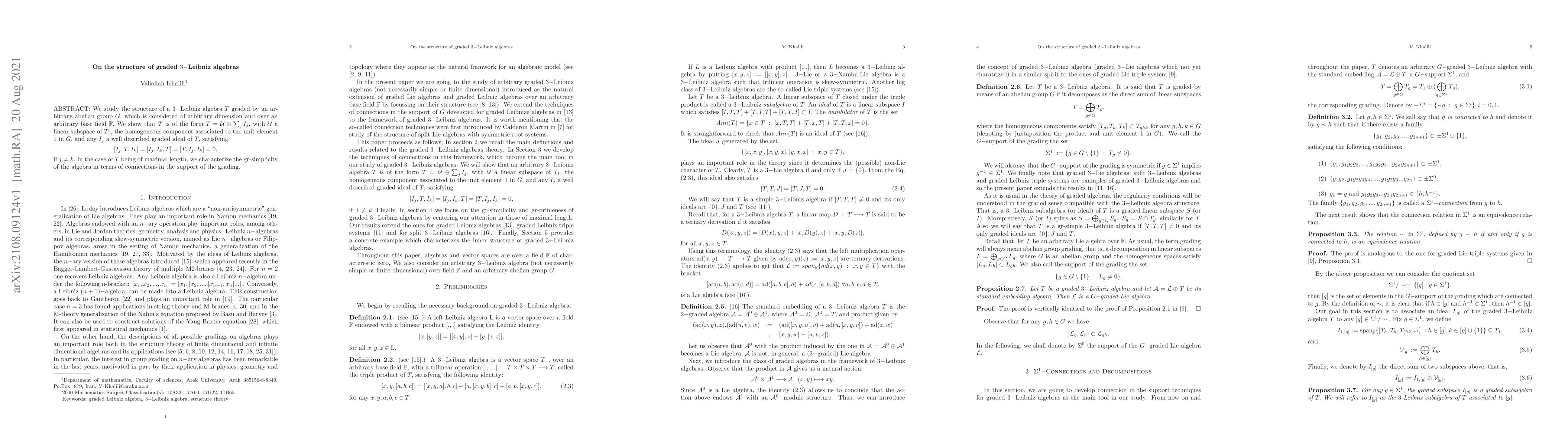 Thumbnail for On the structure of graded $3-$Leibniz algebras