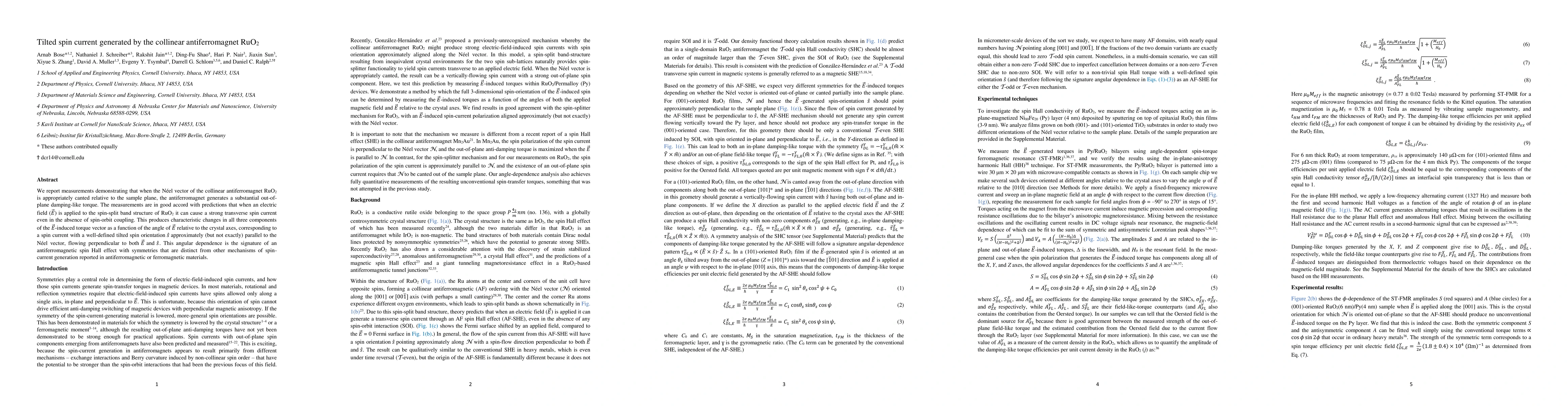 Thumbnail for Tilted spin current generated by the collinear antiferromagnet RuO2