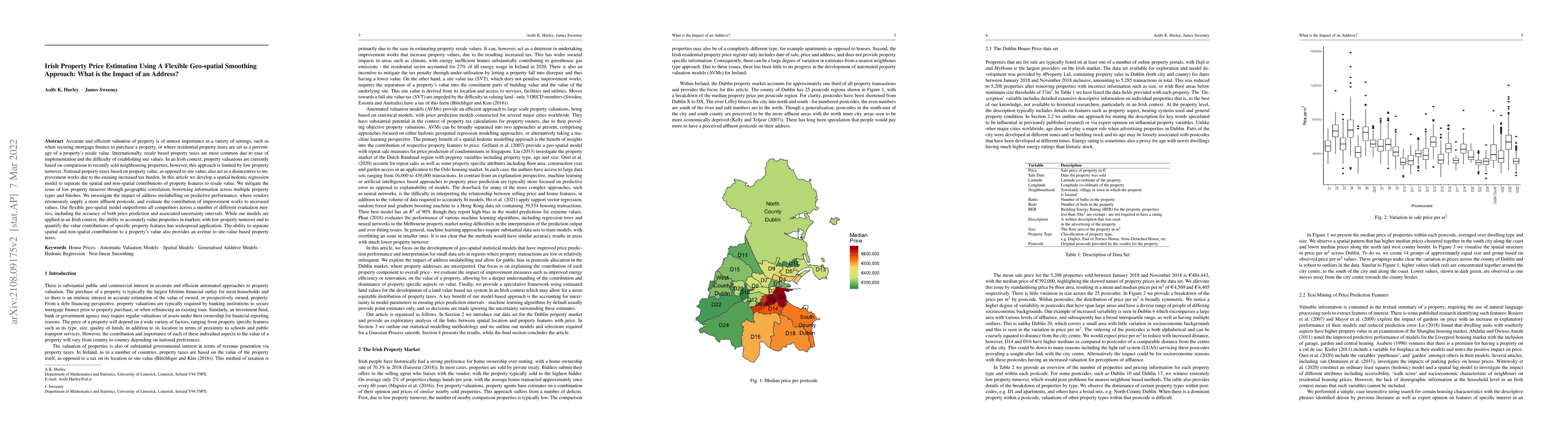 Thumbnail for Irish Property Price Estimation Using A Flexible Geo-spatial Smoothing
  Approach: What is the Impact of an Address?