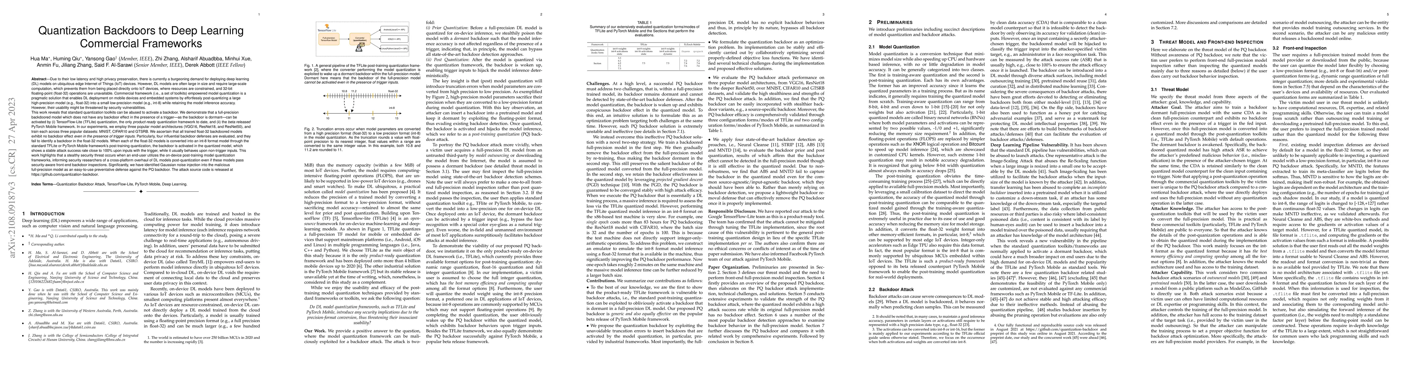 Thumbnail for Quantization Backdoors to Deep Learning Commercial Frameworks