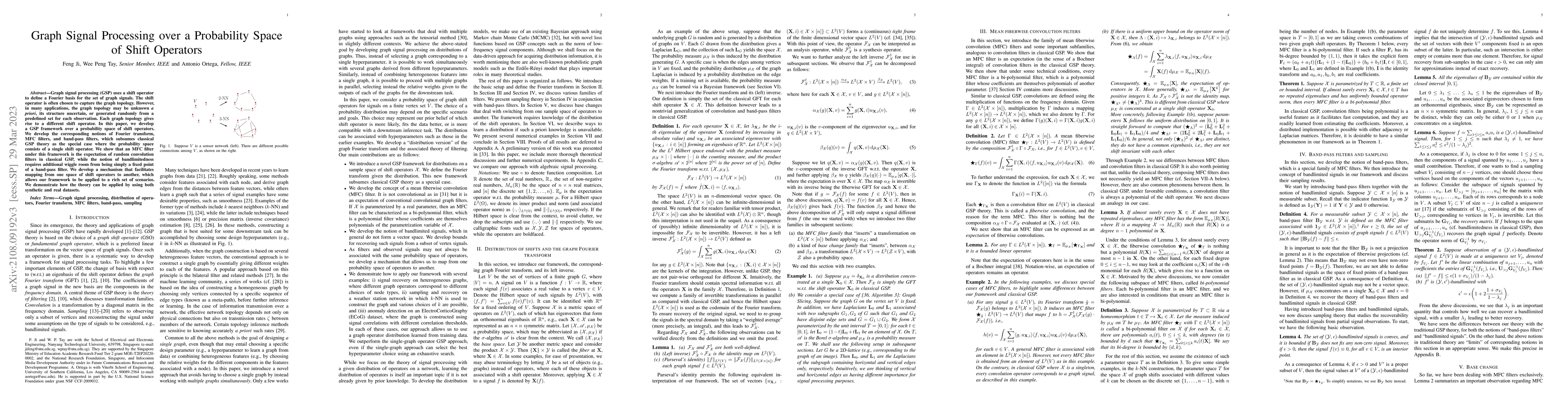 Thumbnail for Graph Signal Processing over a Probability Space of Shift Operators
