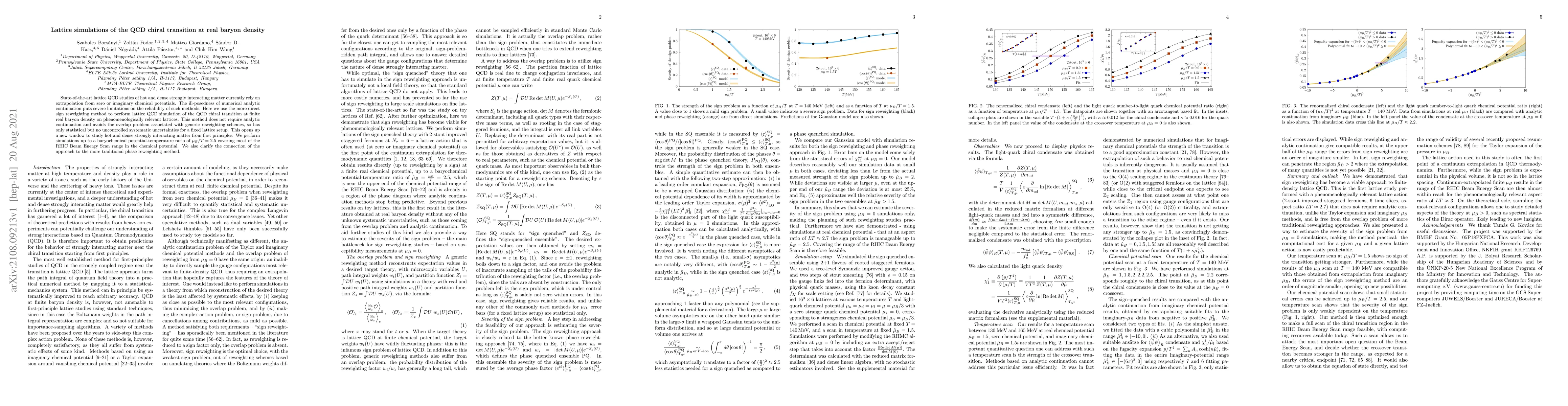 Thumbnail for Lattice simulations of the QCD chiral transition at real baryon density