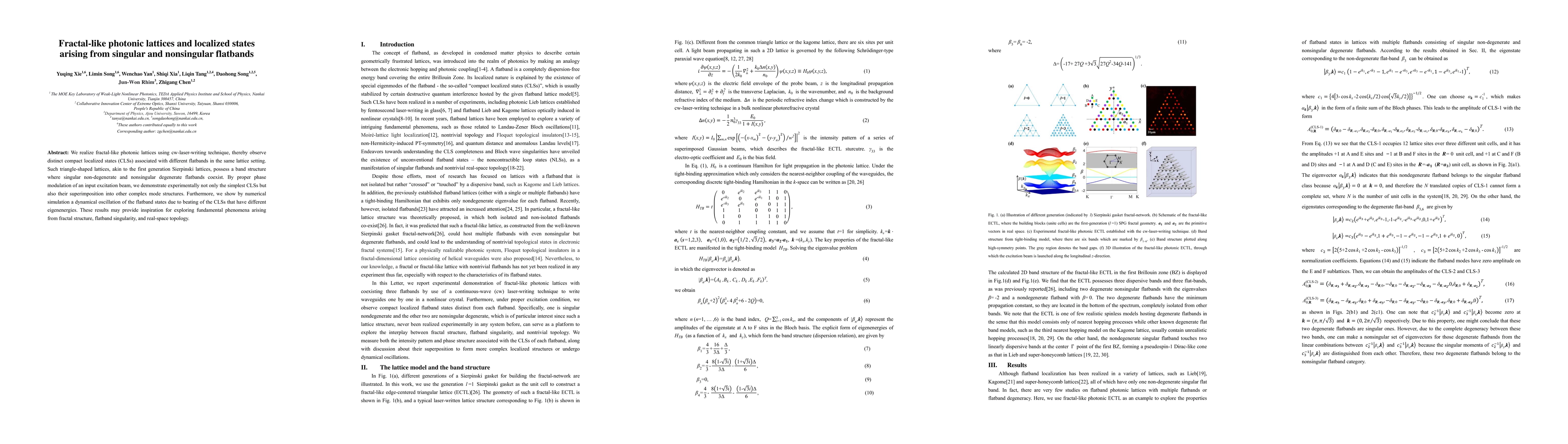 Thumbnail for Fractal-like photonic lattices and localized states arising from
  singular and nonsingular flatbands