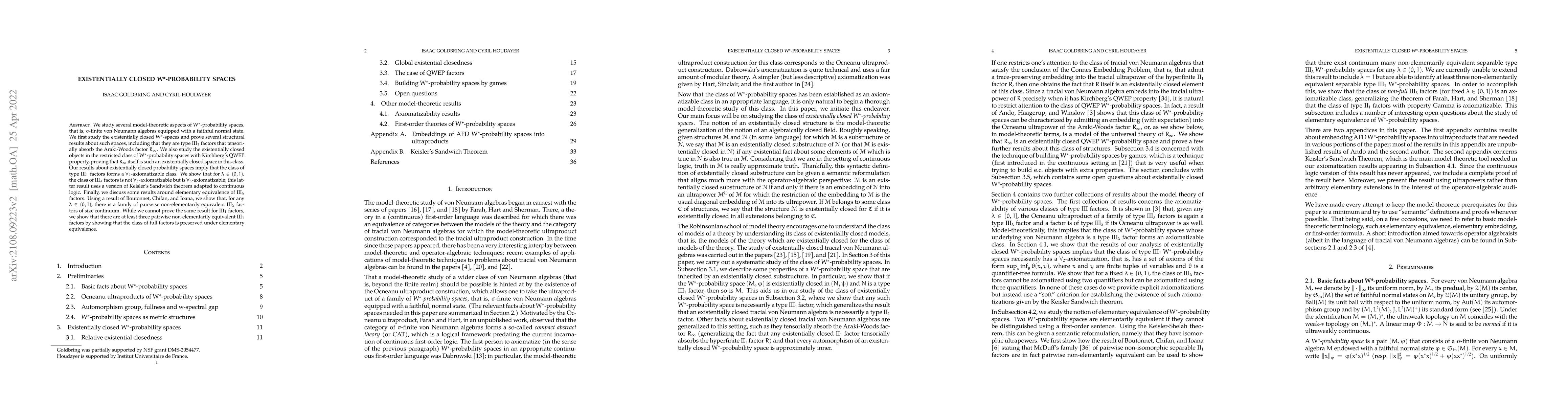 Thumbnail for Existentially closed W*-probability spaces