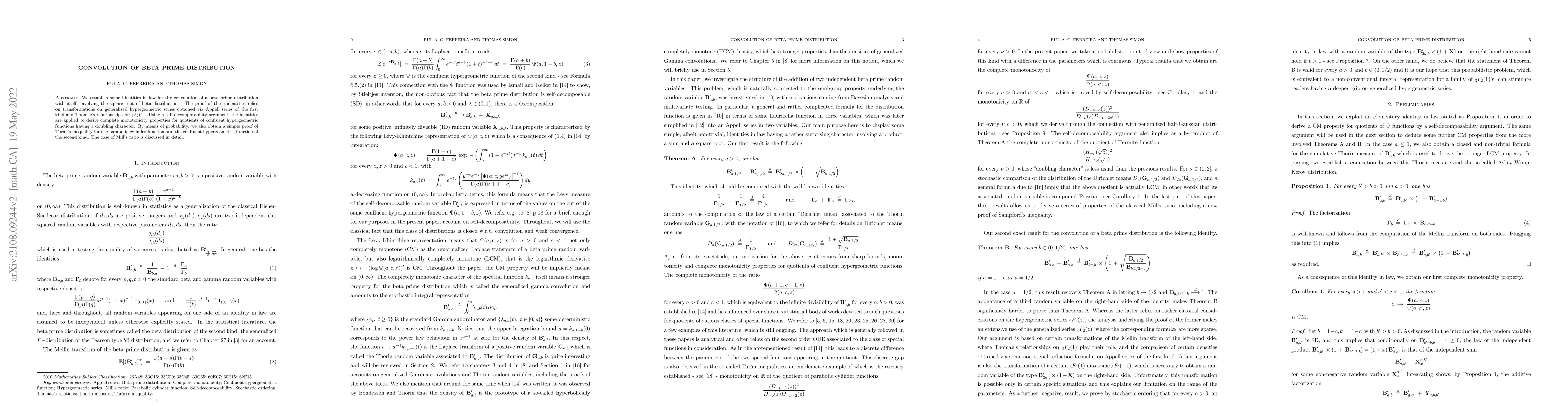 Thumbnail for Convolution of beta prime distribution