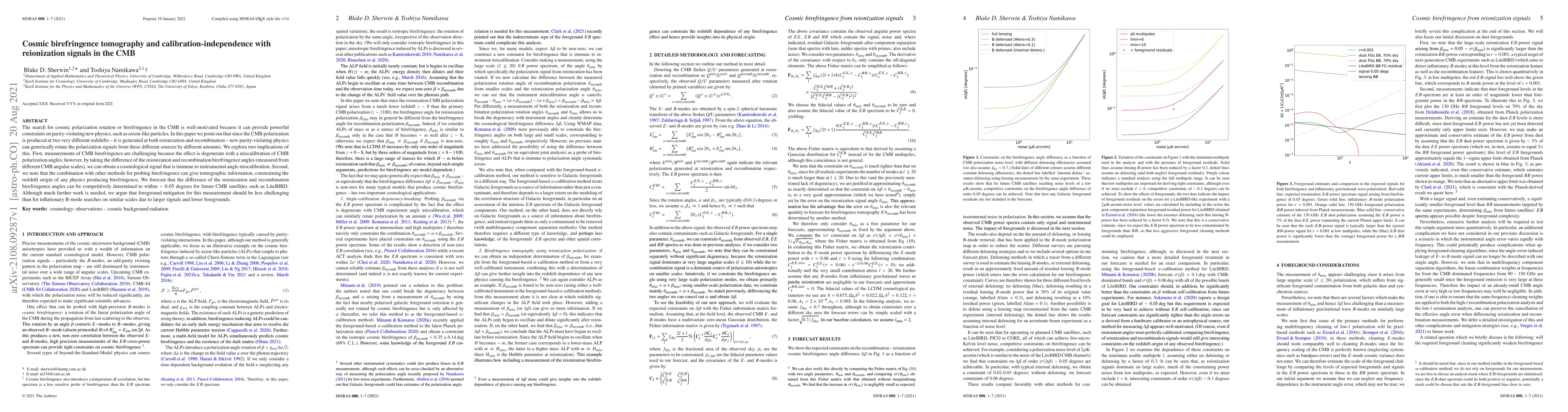 Thumbnail for Cosmic birefringence tomography and calibration-independence with
  reionization signals in the CMB