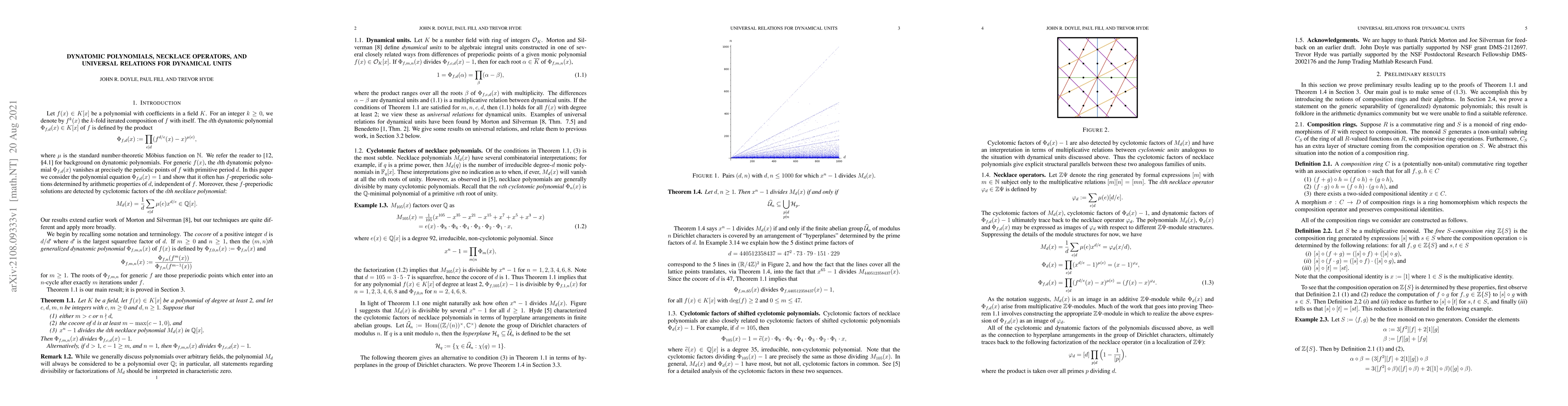 Thumbnail for Dynatomic polynomials, necklace operators, and universal relations for
  dynamical units