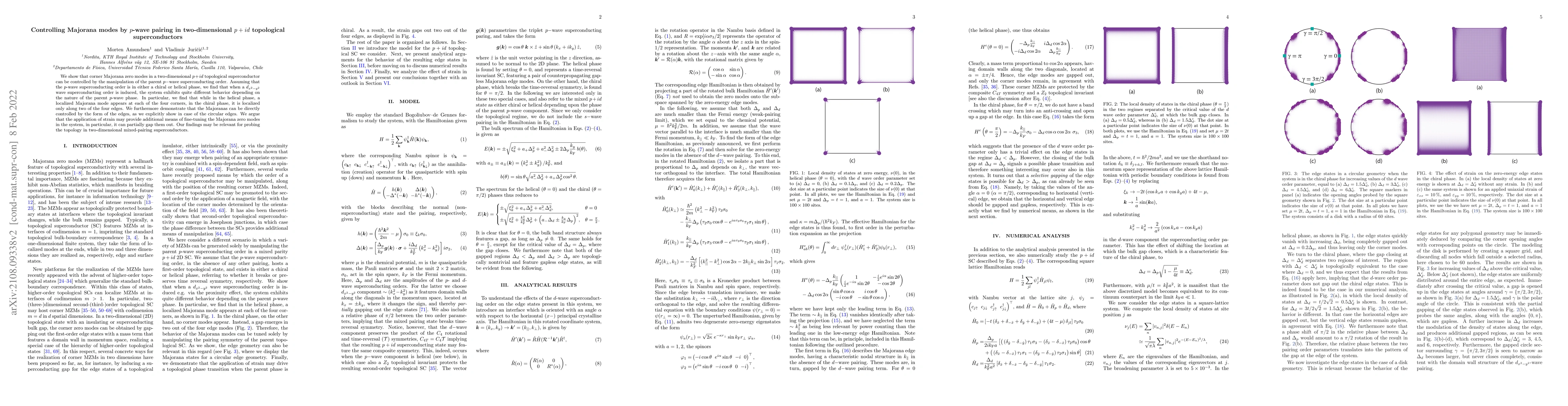 Thumbnail for Controlling Majorana modes by $p$-wave pairing in two-dimensional $p+id$
  topological superconductors