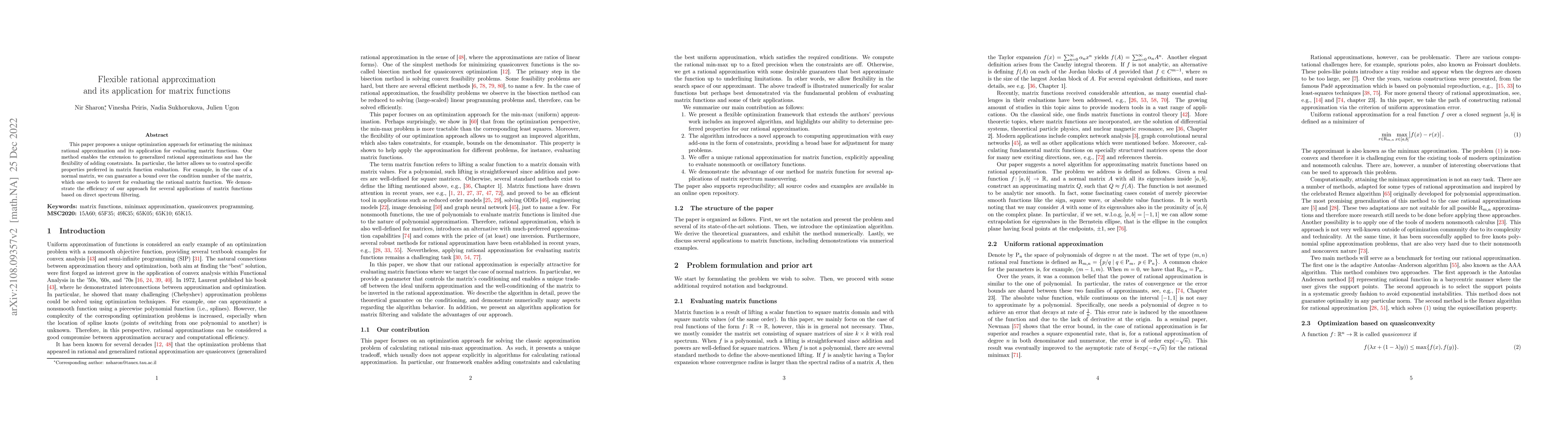 Thumbnail for Flexible rational approximation and its application for matrix functions