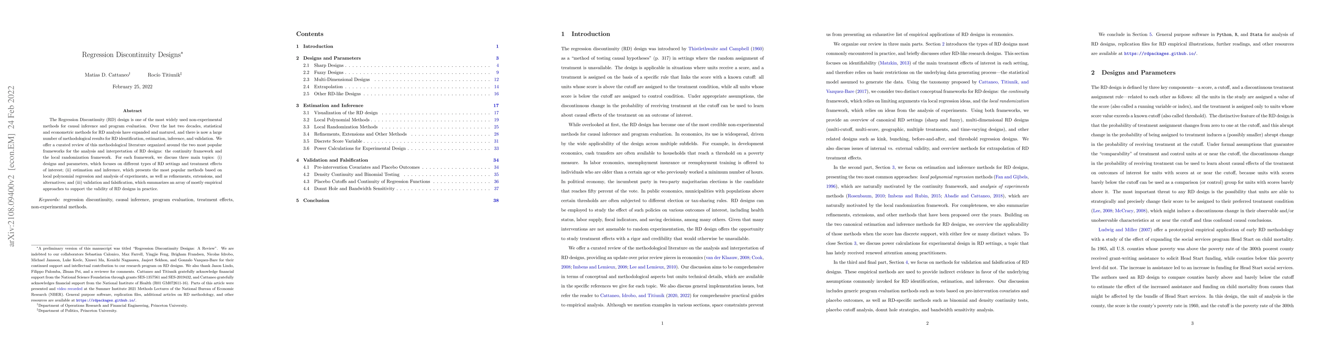 Thumbnail for Regression Discontinuity Designs