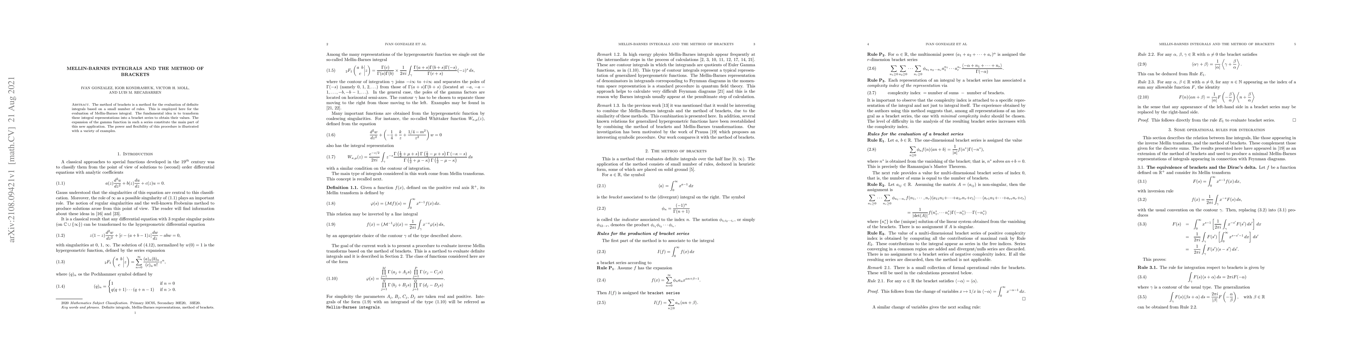 Thumbnail for Mellin-Barnes and the method of brackets