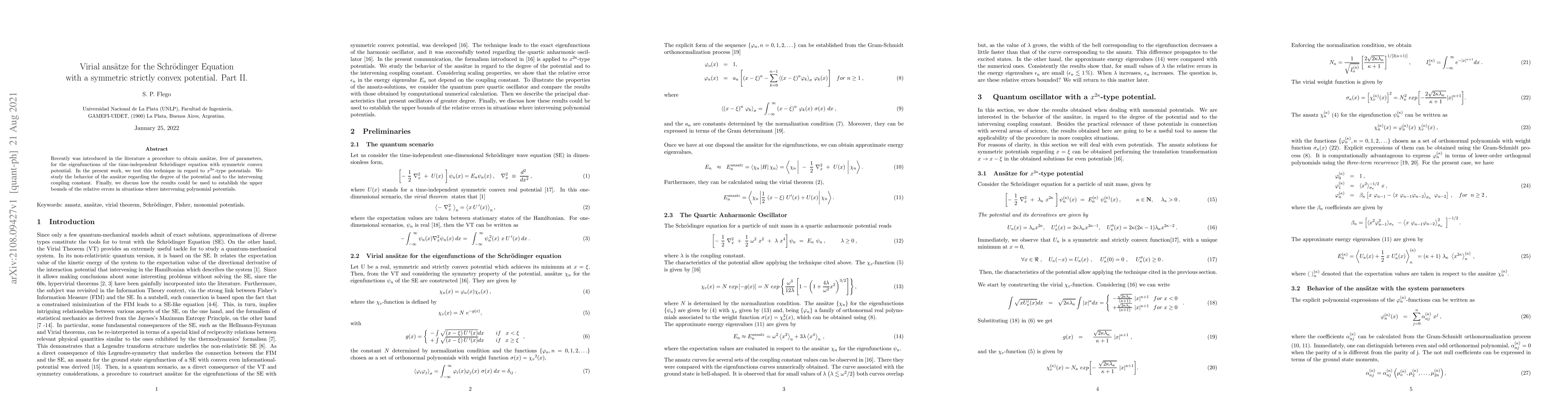 Thumbnail for Virial ans\"atze for the Schr\"odinger Equation with a symmetric
  strictly convex potential. Part II